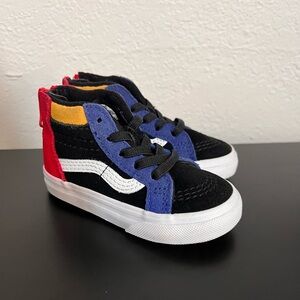 Multicolored hightop Kids Toddler Baby Vans zipper slip on shoes sneakers (4.5C)